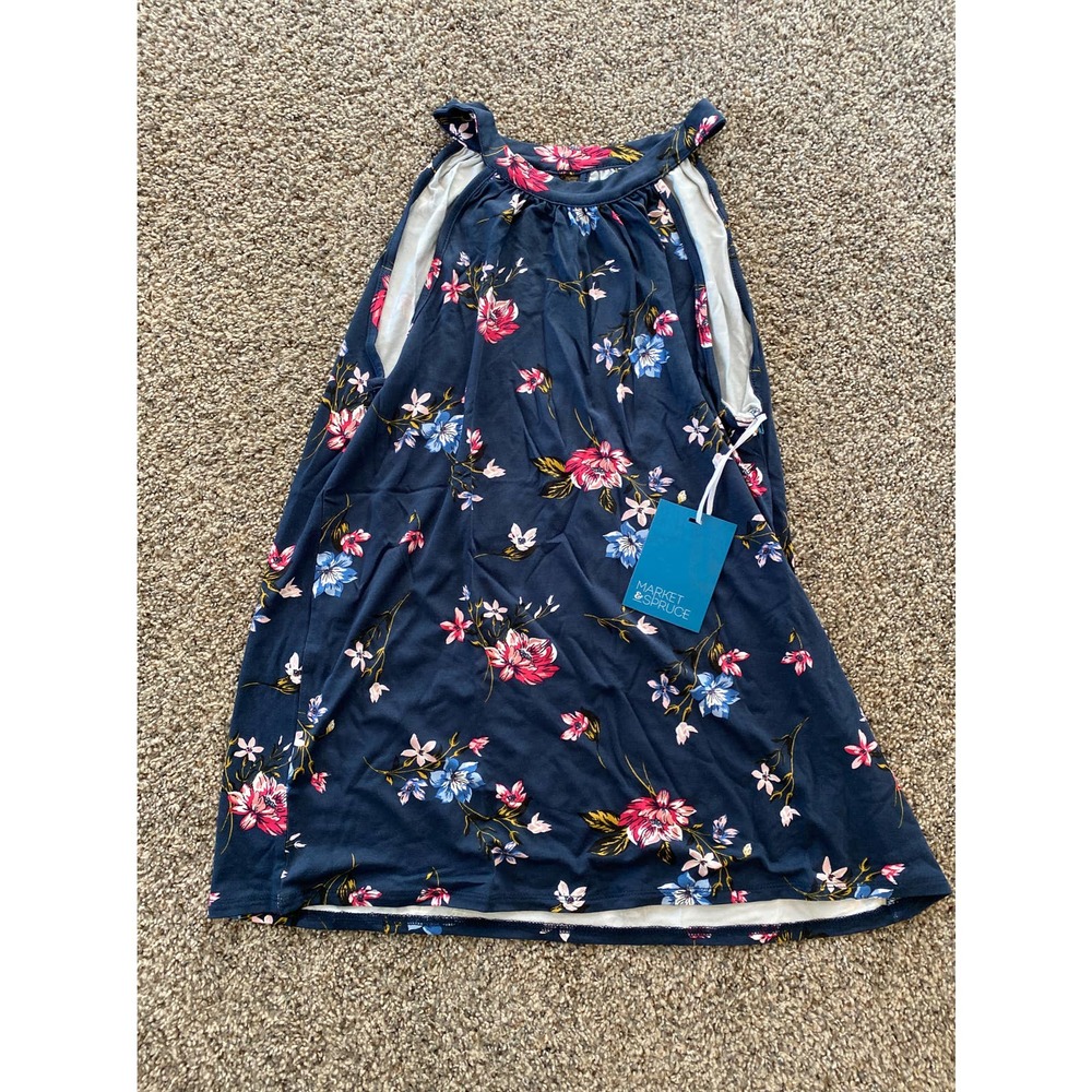 Market & Spruce Floral High Neck Sleeveless Top  - Medium
